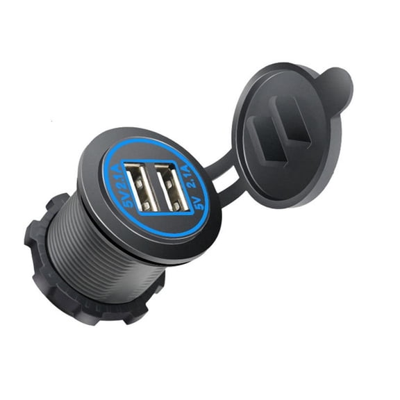 SDFGTstore 12V-24V USB Power Outlet with Waterproof Caps Rings Light USB Port for Car