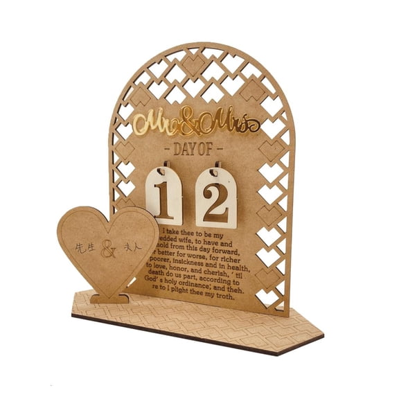 SDFGTstore 1Set Wood Wedding Countdown Calendar Holiday Party Background Decor