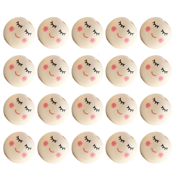 SDFGTstore 20Pcs Smiles Wooden Beads Natural Wooden Beads Smiles Face Beads for Crafting