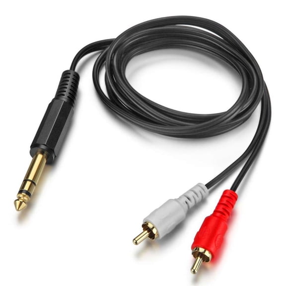 SDFGTstore 20cm/1.5m 6.35mm Male Jack to 2xRCA Phono Male Jack Stereo-Audio Cord Y-splitter Adapter Cable for Power Amplifier