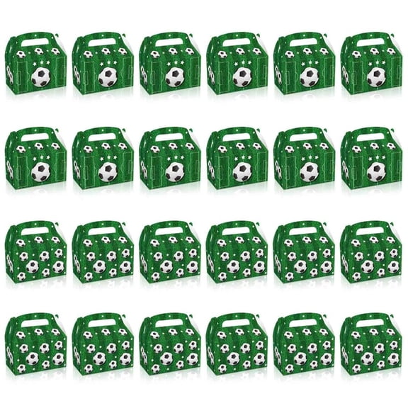 SDFGTstore 24 Pieces Soccer Treat Box Party Gift Boxes with Handle for Birthday Christmas