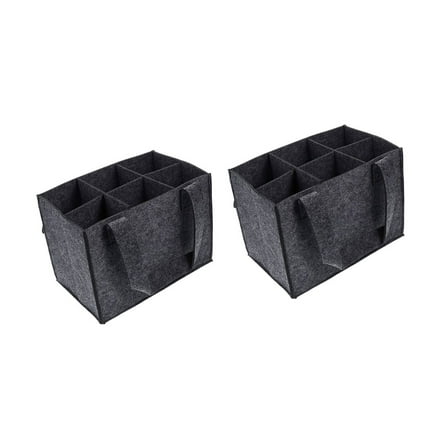 SDFGTstore 2Pcs Felt 6 Bottle Wine Carriers Bag Shockproof Secure Transport Protective
