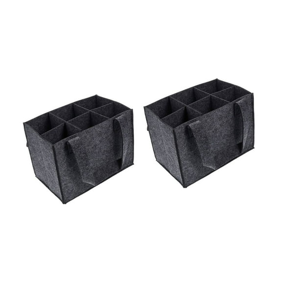 SDFGTstore 2Pcs Felt 6 Bottle Wine Carriers Bag Shockproof Secure Transport Protective