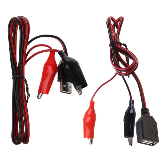 SDFGTstore 2pcs USB Male Female to Alligators Clip Test Cables for 5V Device Power Supply