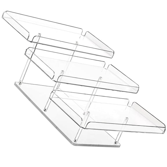 SDFGTstore 3 Level Acrylic Dessert Stand With Sloped Shelves Clear Food Display Rack Suitable For Banquets Catering Commercial Use Easy Cleaning