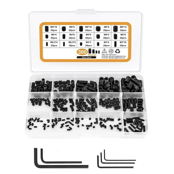 SDFGTstore 300Pcs Allen Head Screws Stainless Steel Internal Hexagon Drive Cup Screw
