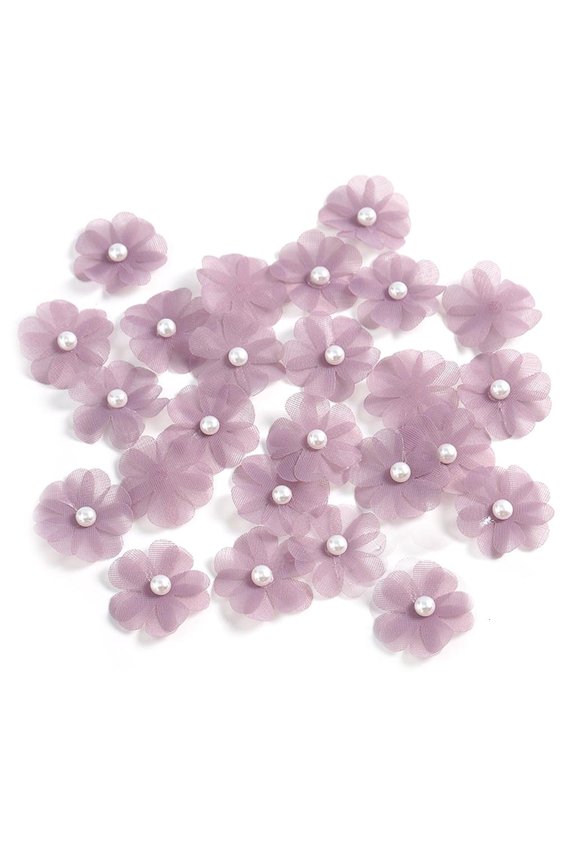 30Pcs Sewing Flower Fabric Flower Appliques for Wedding Dress Shoes Hat
