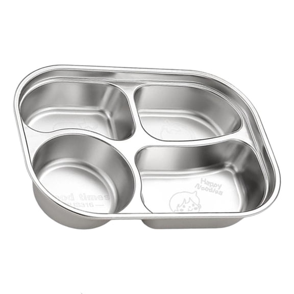 SDFGTstore 316 Nonrust Steel Kids Plate 4 Compartment Divided Dish For Boys Portable