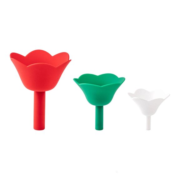 SDFGTstore 3PCS Decorative Flower Funnel Set Premium Silicone Construction Multiple Capacity Spill Proof Spouts Kitchen Essential Tool