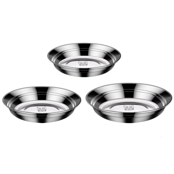 SDFGTstore 3pcs/pack 316 Stainless Steel Heat Resistant Plates Thicken Round Fruit Dish