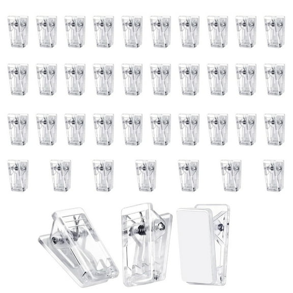SDFGTstore 40/100Pieces Clear Plastic Clips Clamps Sticky Clips for Quick and Neat Arrangement of Note and Reports in Any Space