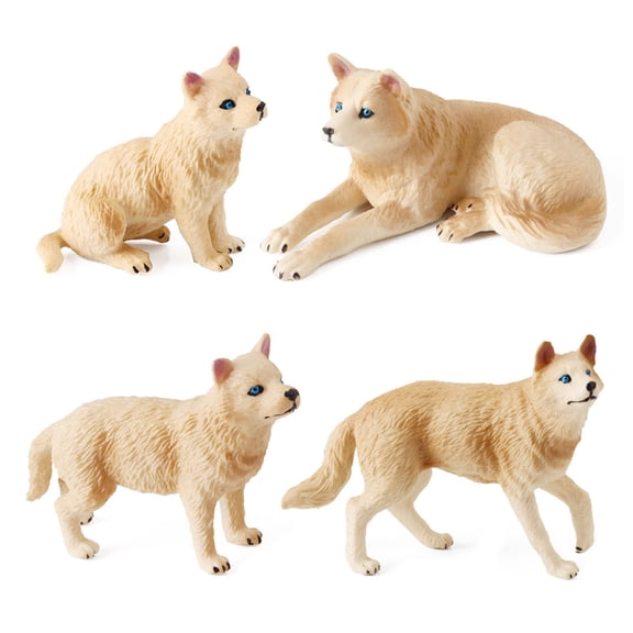 SDFGTstore 4Pcs Realistic Plastic Wolf Figurines for Early Learning and Imaginative Play
