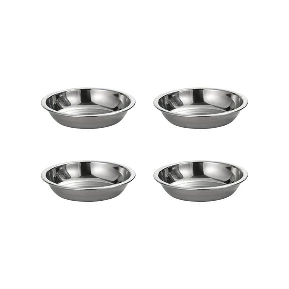 SDFGTstore 4Pcs Stainless Steels Dinner Plates Round Sauce Dishes Seasoning Cups Dinnerware