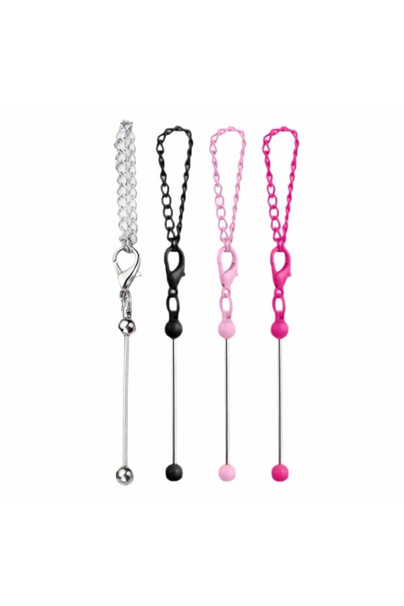 4Pieces Beadable Keychain Beading Keyring Pendant Keychain Decoration Accessory