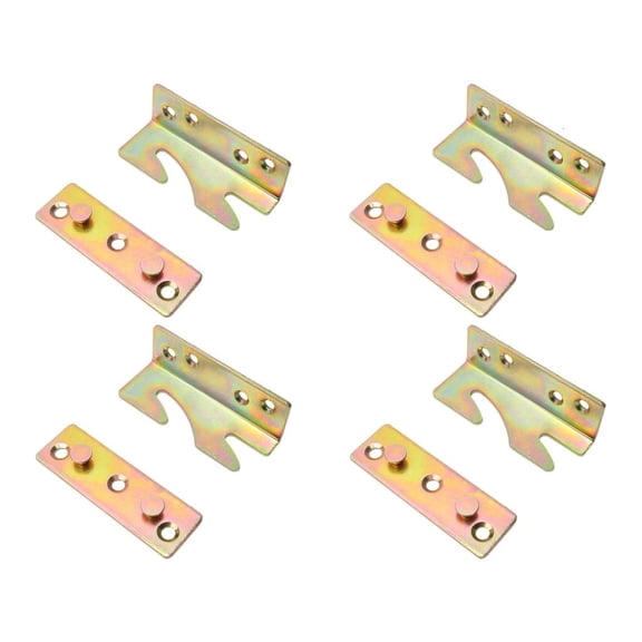 SDFGTstore 4Set Zinc Coated Bed Brackets Quick Assembly Bed Rail Fitting Furniture Hardware