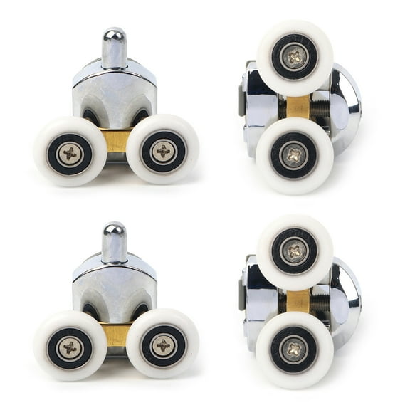 SDFGTstore 4pcs Shower Door Rollers Double Wheel Sliding Curved Cabinet Shower Door Rollers