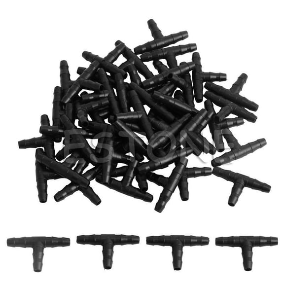 SDFGTstore 50pcs Sprinkler Irrigation 4/7mm Tee Pipe Barb Hose Fitting Joiner Drip System
