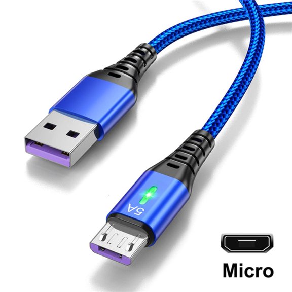 SDFGTstore 5A USB Micro Cable For Mobile Phones Charging Wire Data Cable Green LED Light