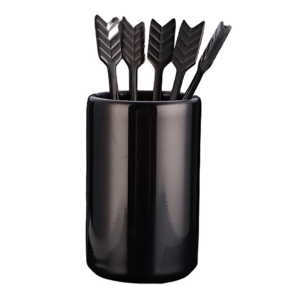 SDFGTstore 5pcs Stainless Steel Cocktail Fruit Picks for Arrow Shaped with 1pc Small Bucket Set for Fruit Cake Dessert Party Bar