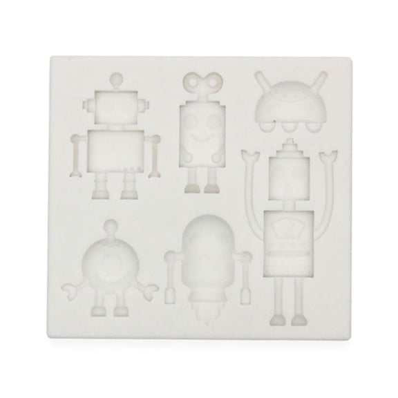 SDFGTstore 6 Cavities Chocolate Mould Fondant Molds Robots Shape Silicone Baking Gadgets