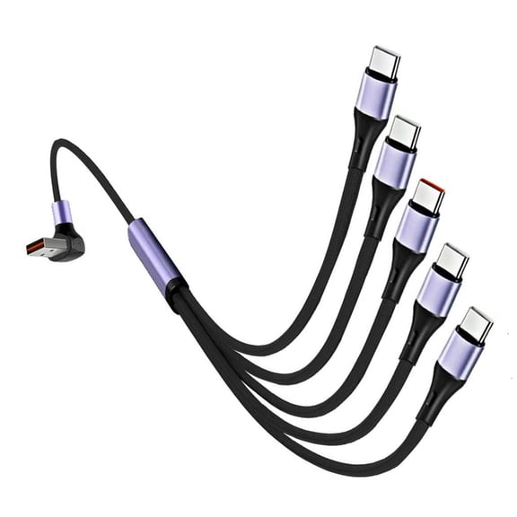 SDFGTstore 60cm/150cm Multi Charging Data Cable USB A to 5 Port Type-C 5 Pin Male Cord