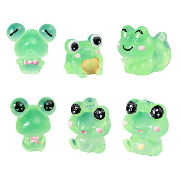SDFGTstore 6Pcs Lovely Animal Toy Luminous Frogs Mini Figurine Micro Landscape Decor
