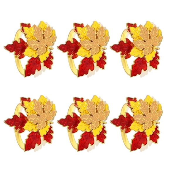 SDFGTstore 6Pcs Metal Napkin Holder Buckles Simple Maple Leaf Napkin Rings for Parties Dinner Wedding Banquets Table Decoration