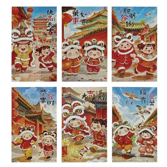 SDFGTstore 6Pcs New Year Redness Envelopes Spring Festival Chinese Zodiacs Money Packets