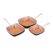 SDFGTstore 6pcs Multifunctional Copper Look Aluminum Frying Pans With Ergonomic Handle