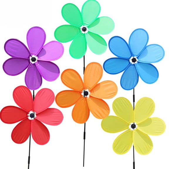 SDFGTstore 6pcs Single-Laye Six Leaf Windmill Wind Spinner Garden Yard Decoration Kids Toys