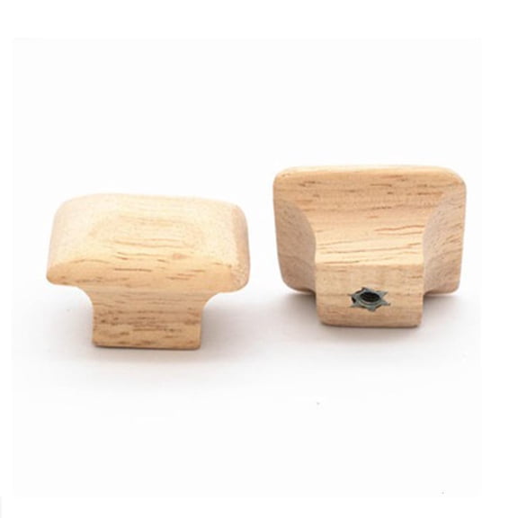 SDFGTstore 6x Square Cabinet Knobs Wooden Drawer Pulls for Cupboard Wardrobe Smooth Surface
