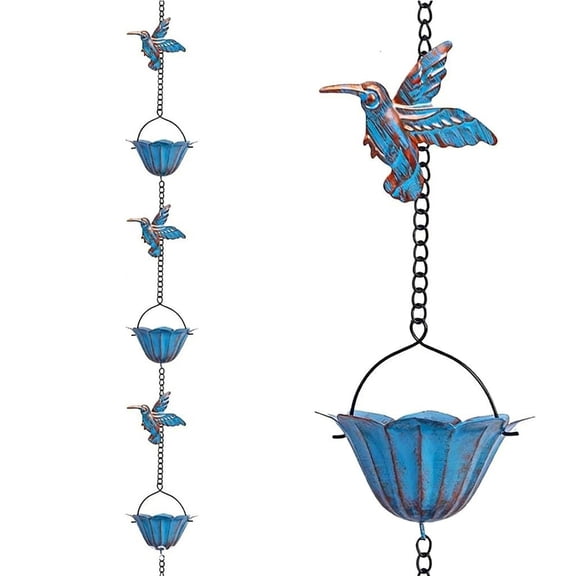 SDFGTstore 7.8 Foot Metal Hummingbird Rain Chain Balcony Decoration Backyard Ornament