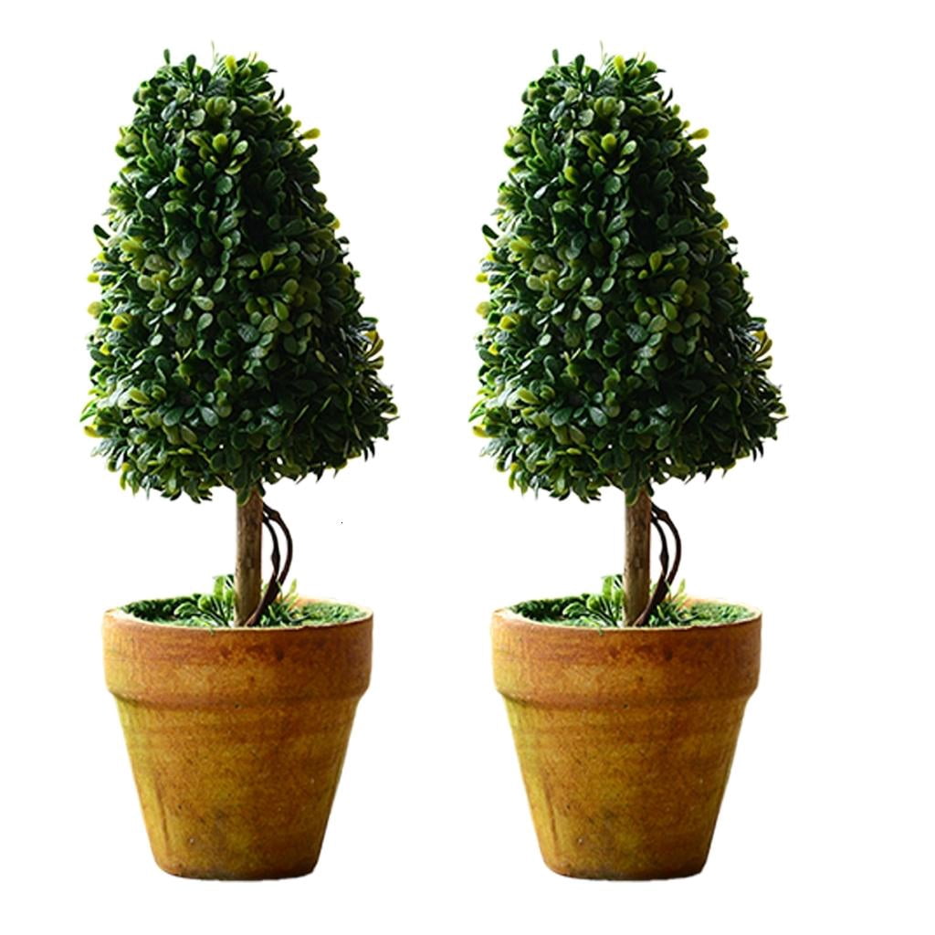 SDFGTstore 8“ Artificial Boxwood Grass Small Fake Plant with Potting, Herbage Tabletop, Shelf Decorations, Faux Plant for Indoor & Home Decor