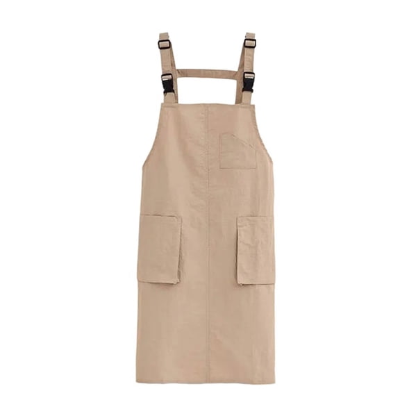 SDFGTstore Adjustable Buckles Pinafore Solid Color Waterproof Apron for Women with Pockets for Cooking Gardening and Barber Use