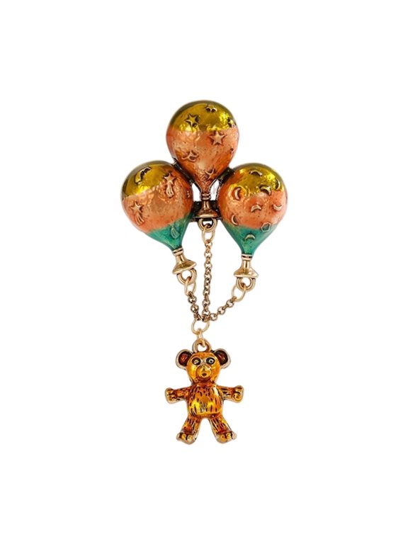 Adorable Hot Air Balloon Animal Brooch Fashion Laple Pin With Smooth Fringe Detail For Campus Event