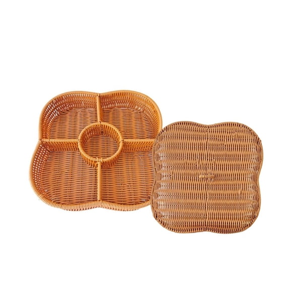 SDFGTstore Artificial Rattan Basket Tray 5 Compartments Holders For Fruit Snacks And More