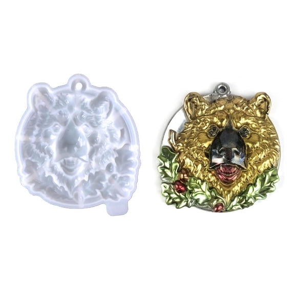 SDFGTstore Bear Heads Keychain Silicone Mold Backpack Decoration Mobile Phone Pendant Decor 3D Head Epoxy Resin Mold