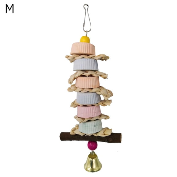 SDFGTstore Bird Grinding Beak Calcium Stone with Bell Parrot Mineral Block Trimming Teeth Chewing Toys for Bunny Budgie Cockatiel