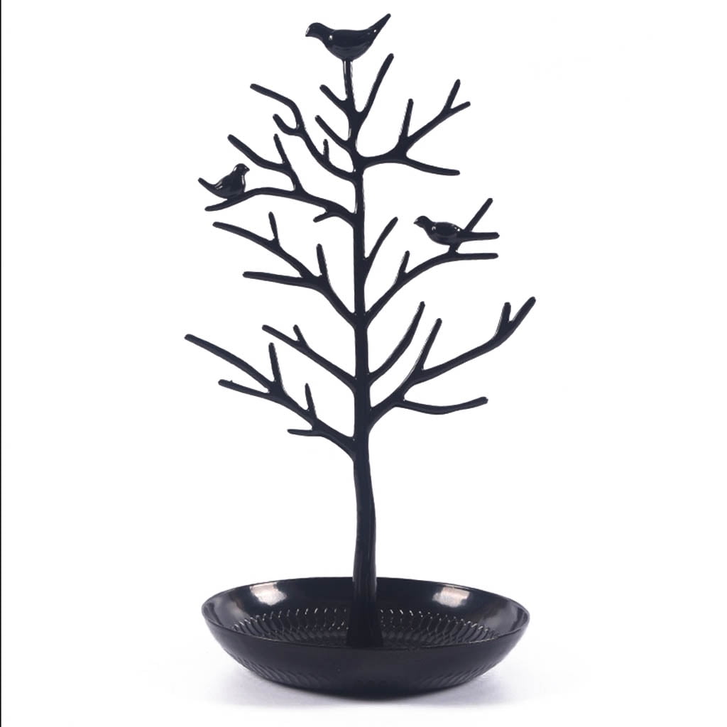 SDFGTstore Birds Tree Jewelry Display Stand Earring Necklace Holder Tower Rack Hanging Organizer for Bangles Pendants