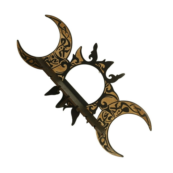 SDFGTstore Bohemian Decors Sun and Moon Shelf Crystal Display Holder Wood Shelves for Stone and Essential Oil Wall Mounted Stand