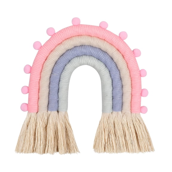 SDFGTstore Boho Decor Macrame Rainbow with Pompoms Wall Hanging for Baby Girls Kids Nursery
