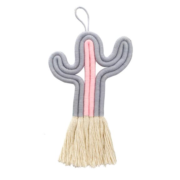 SDFGTstore Boho Macrame Cactus Wall Hanging Decoration Handmade Hand-woven Tapestry Nursery Bedroom Decor