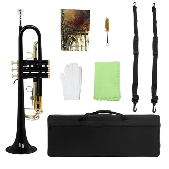 SDFGTstore Brass Student Trumpet Bb Trumpet with Case Professional Trumpet Musical Instruments for Beginner or Advanced Student