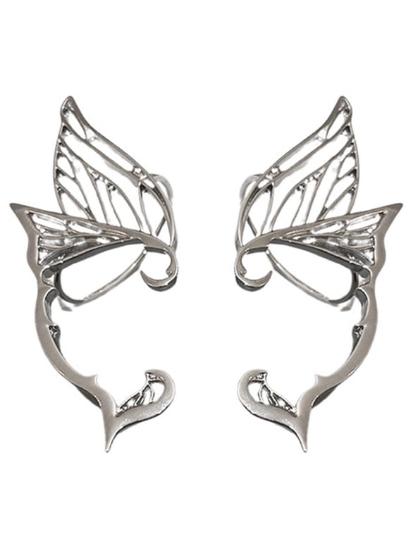 Butterfly Elf Ear Cuffs Fairy Earrings Fantasy Ear-Clips Wrap Around Earrings Elves Halloween-Cosplay Earrings for Party