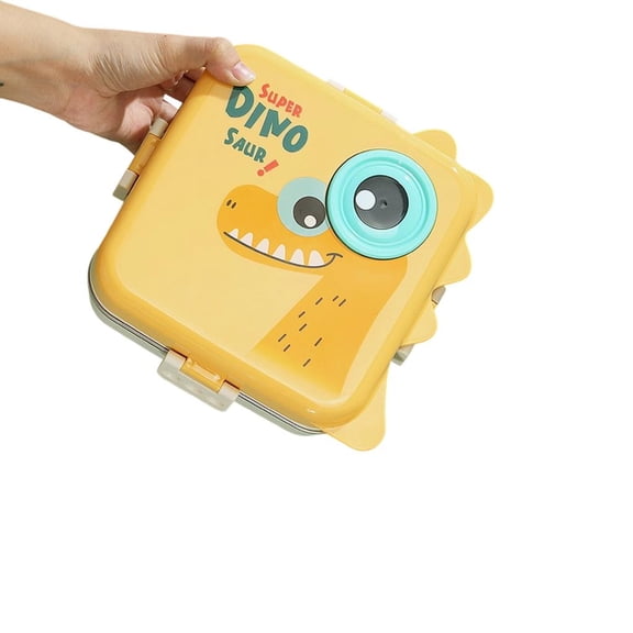 SDFGTstore Cartoon Lunch Box With 3 Compartments 304 Stainless Steel Spill Proof Bentos Container with Cartoon Pattern