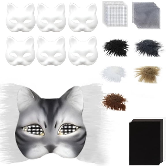 SDFGTstore Cats Foxes with Furs Eye Mesh Arts Craft Kit,Therians Kit