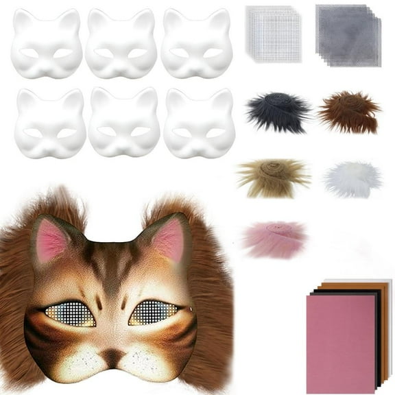 SDFGTstore Cats Foxes with Furs Eye Mesh Arts Craft Kit,Therians Kit