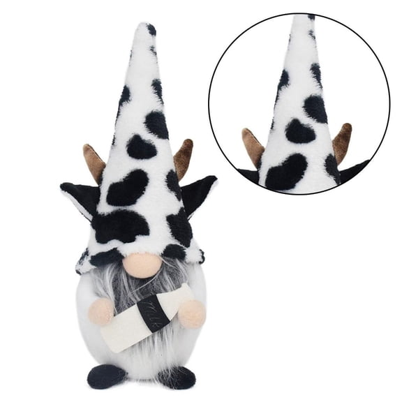 SDFGTstore Cattle Cow Face less Doll Decorations Black White Fabric Art Cow Decorations