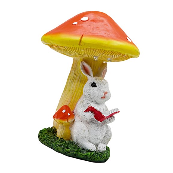 SDFGTstore Charm Rabbit Garden Model Figurine Statue with Solar Powered Light for Garden