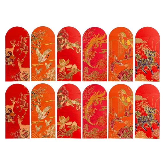SDFGTstore Chinese Red Envelopes 12 Pcs Lucky Money Pocket Greeting Card Packaging for Shower Wedding Gifting Supplies